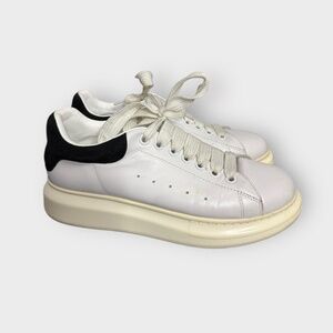Alexander McQueen White & Black Suede Lace Up Leather Sneakers